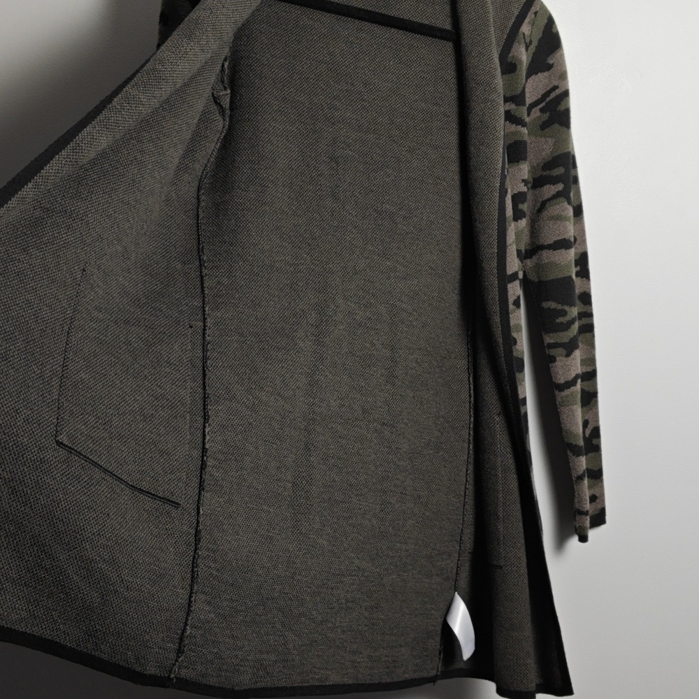 RACHEL ZOE Camouflage Hooded Open Knit Long Sleeve Cardigan Sweater Size XS - Picture 15 of 16